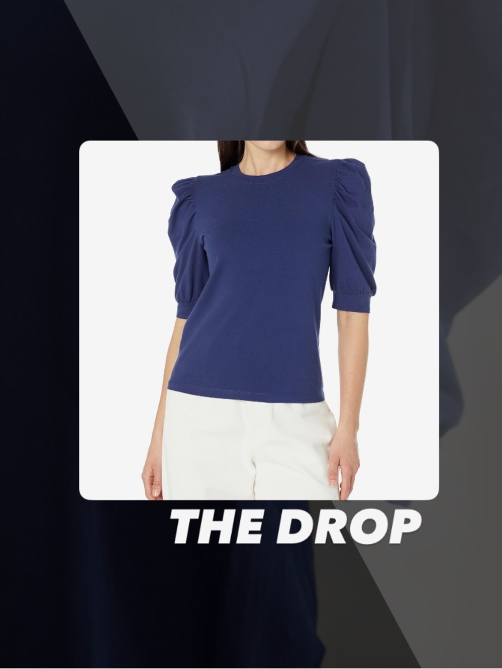 EUC The Drop Blue Puff Sleeve Tee Shirt